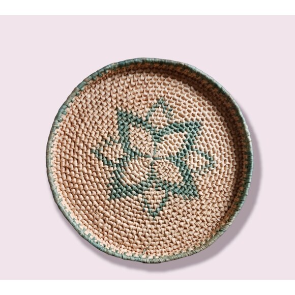 Hand Woven Large Boho Basket Lotus Flower Storage Basket With Lid 12"x3.5" - Picture 4 of 8